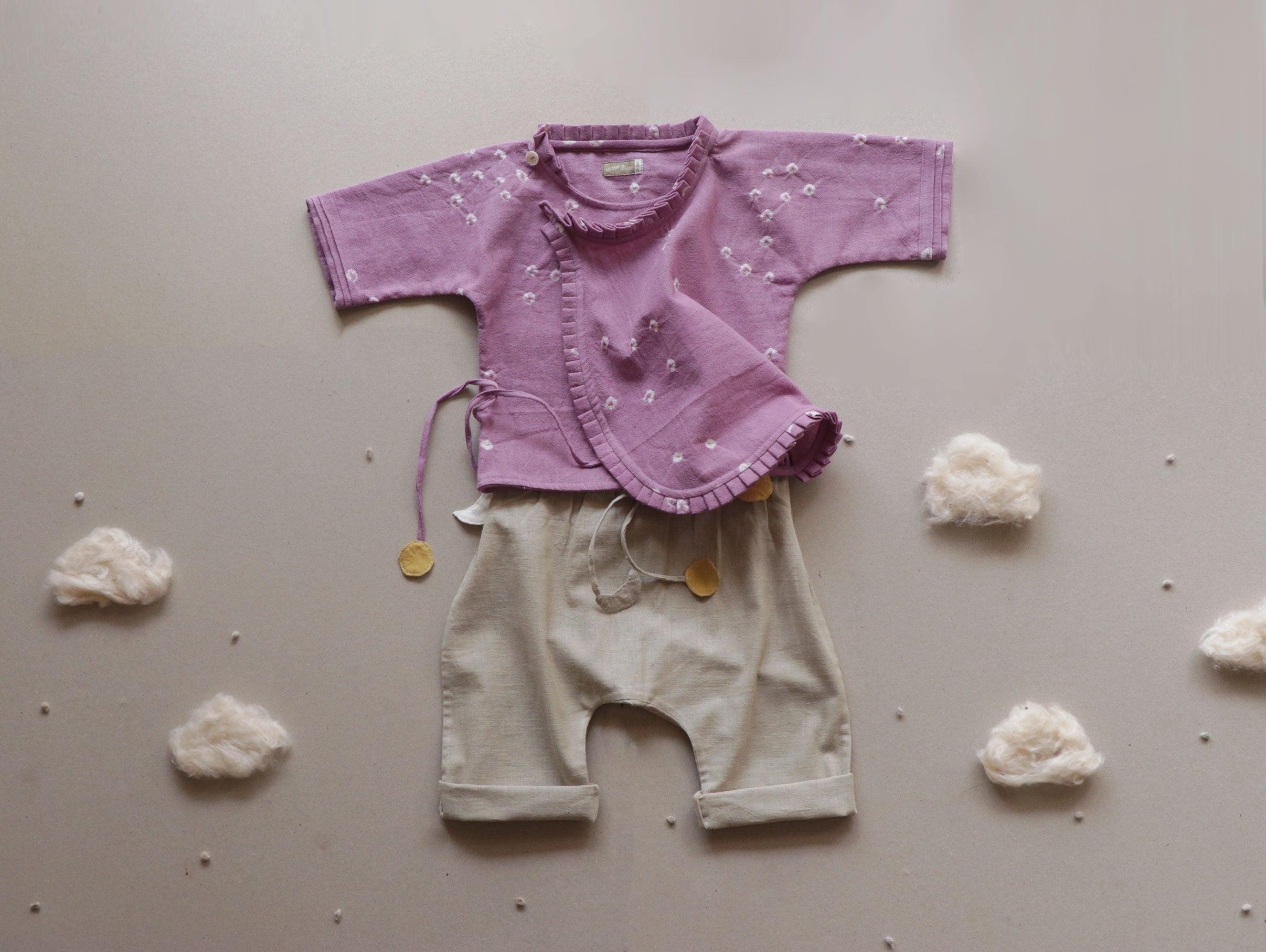 Bharani - Kala Cotton Baby Jhabla & Organic Cotton Pants Set