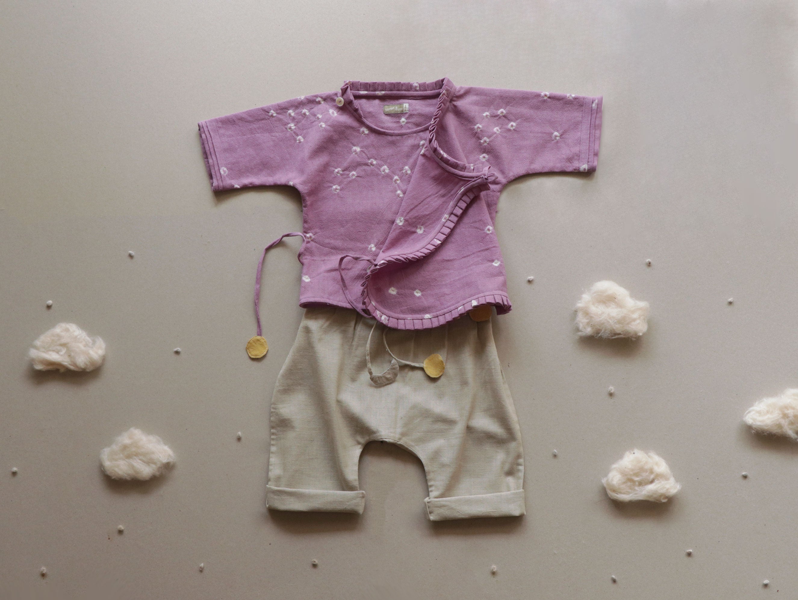 Bharani - Kala Cotton Baby Jhabla & Organic Cotton Pants Set