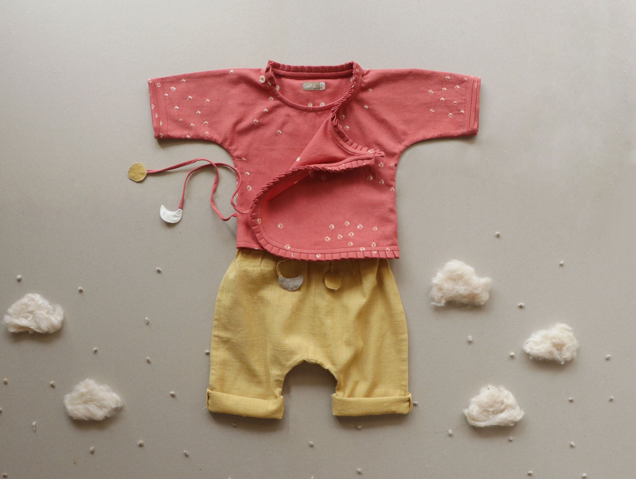 Phalguni - Kala Cotton Baby Jhabla & Organic Cotton Pants Set