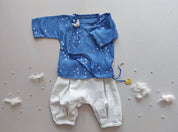 Chitram - Maheshwari Silk Baby Jhabla & Organic Cotton Pants Set