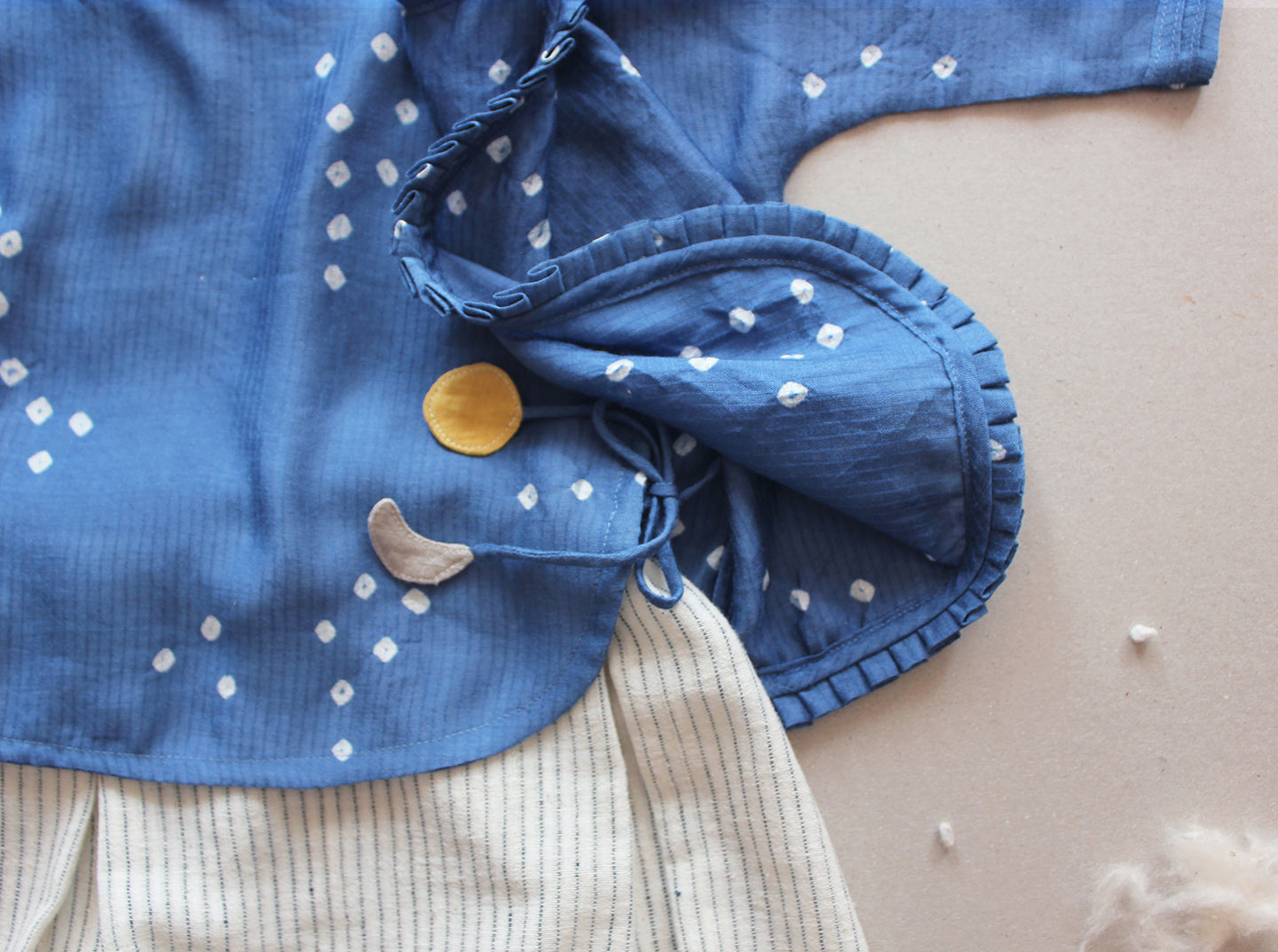 Chitram - Maheshwari Silk Baby Jhabla & Organic Cotton Pants Set