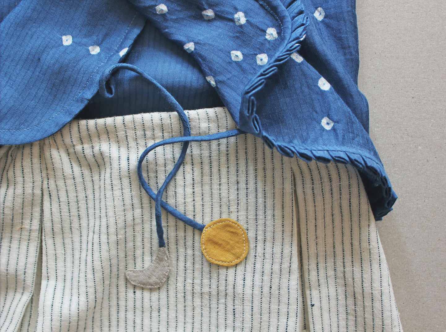 Chitram - Maheshwari Silk Baby Jhabla & Organic Cotton Pants Set