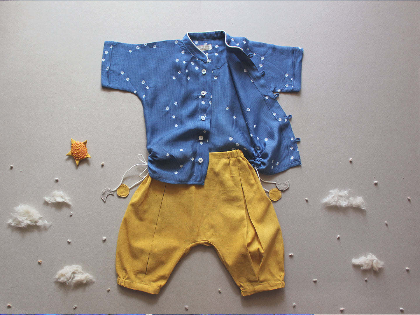Sravana- Blue Drawstring Baby/Toddler Shirt and Pants Set