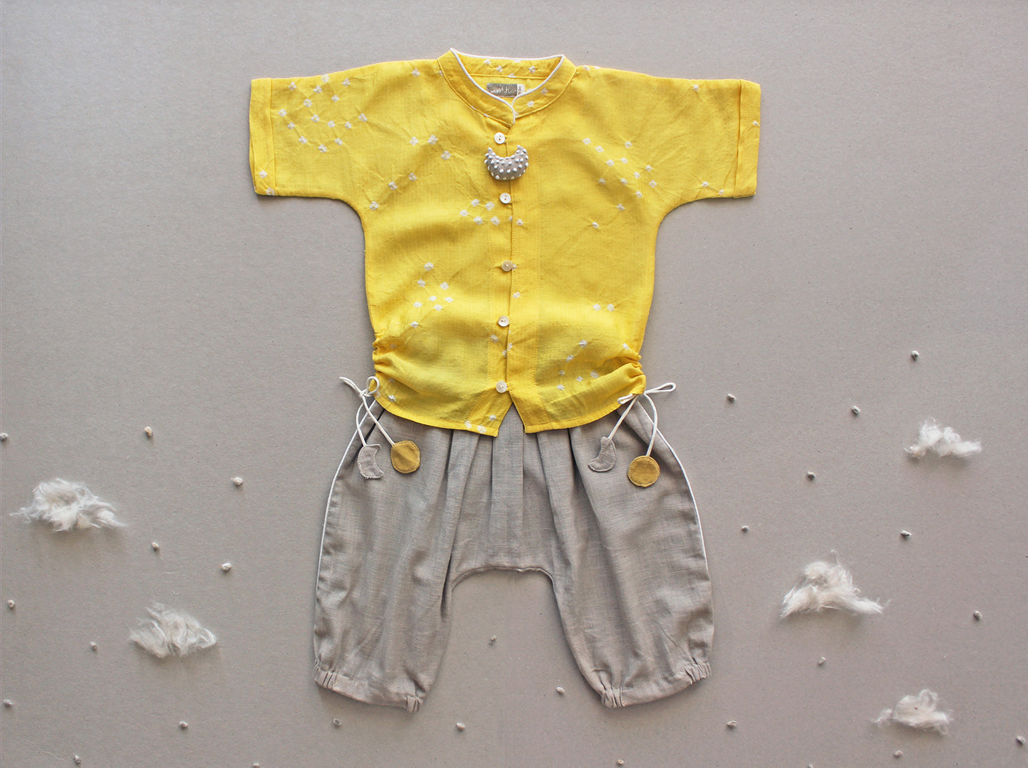 Magha- Yellow Drawstring Baby/Toddler Shirt and Pants Set