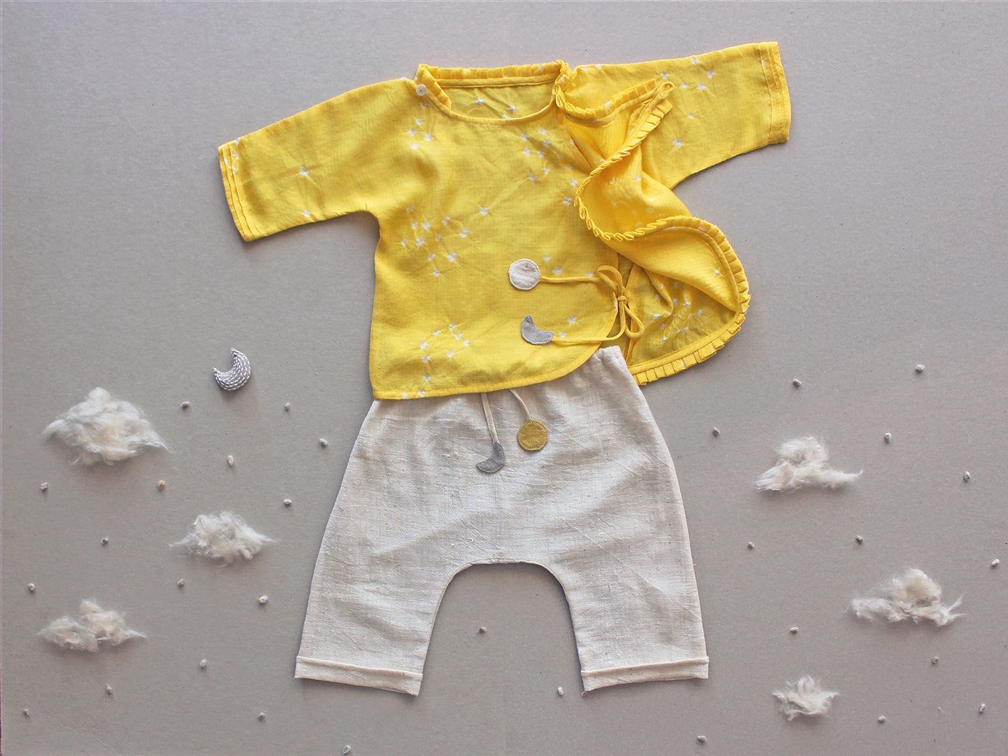 Tisya - Maheshwari Silk Baby Jhabla & Organic Cotton Pants Set