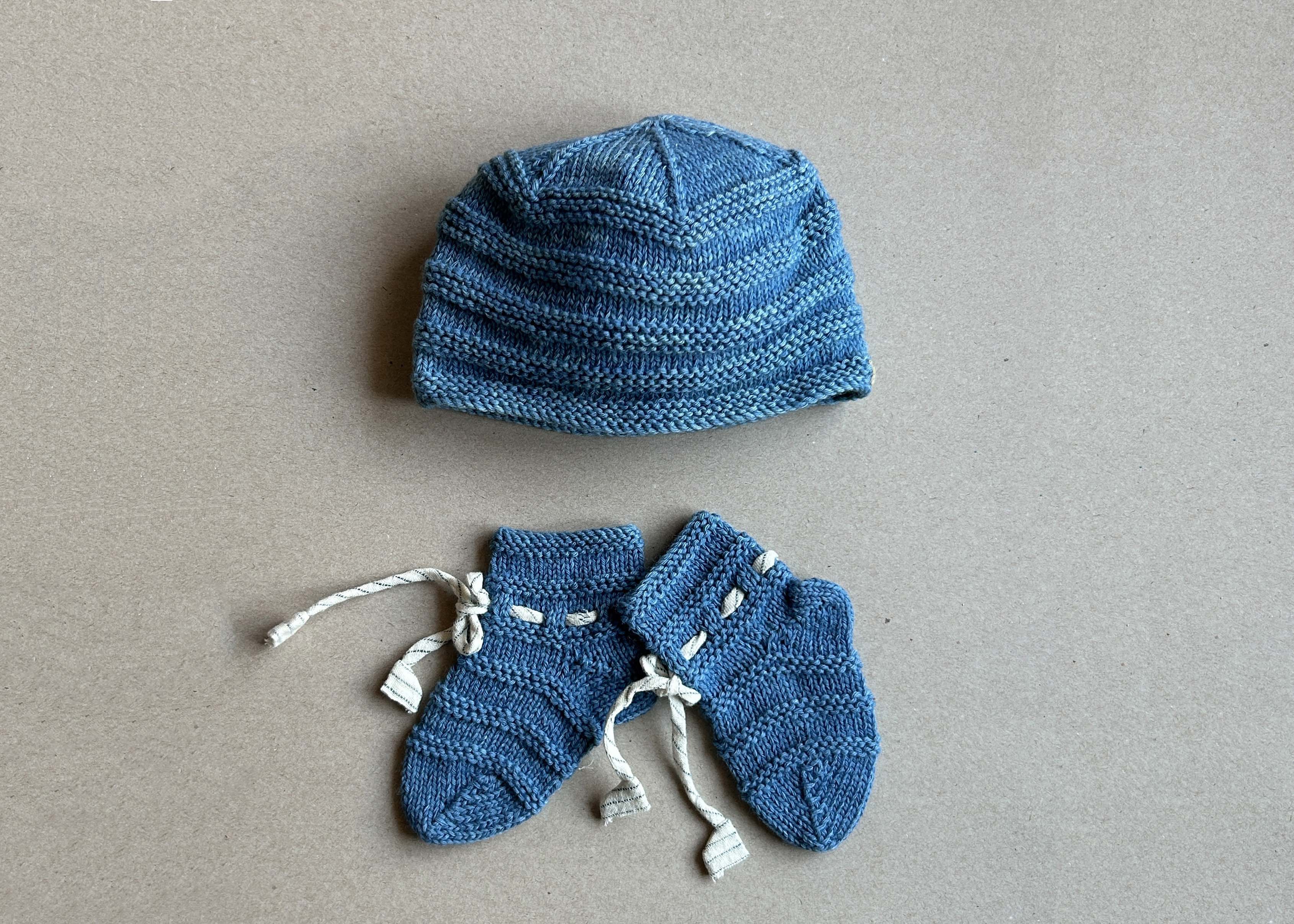 Indigo Merino Wool Cap & Socks Set