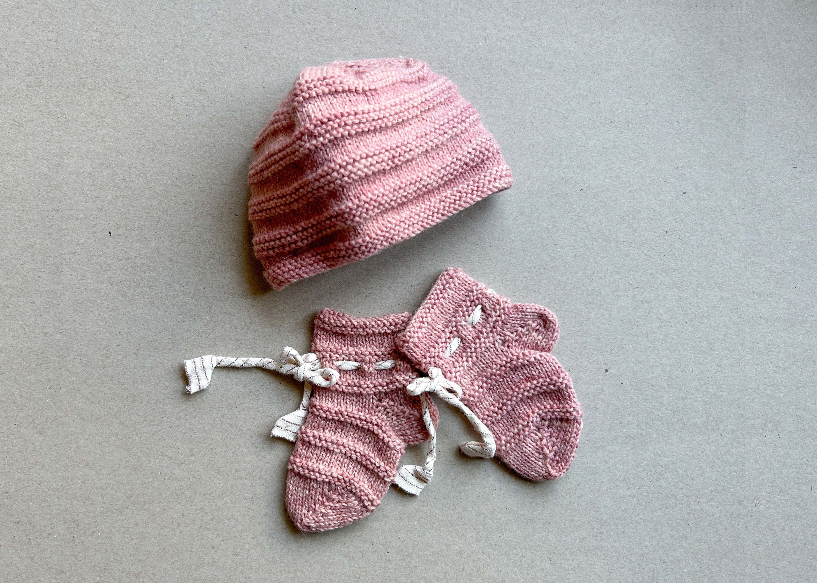 Rose Pink Merino Wool Cap & Socks Set