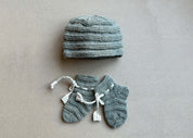 Teal Grey Merino Wool Cap & Socks Set