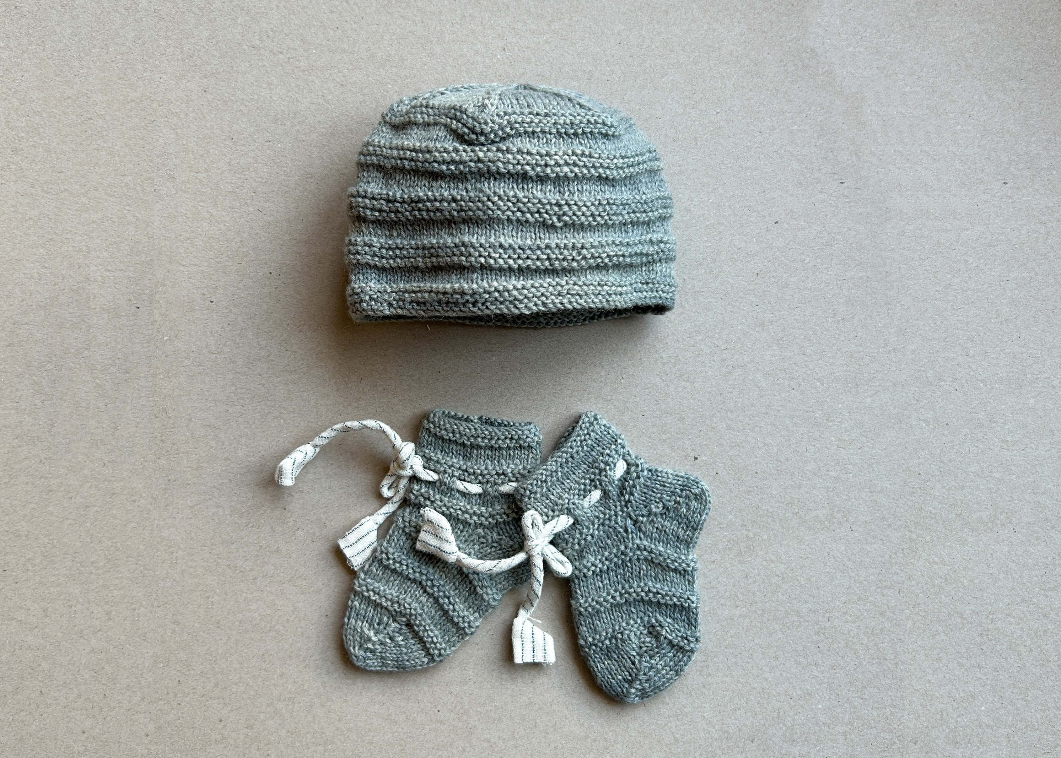 Teal Grey Merino Wool Cap & Socks Set