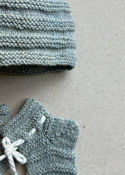 Teal Grey Merino Wool Cap & Socks Set