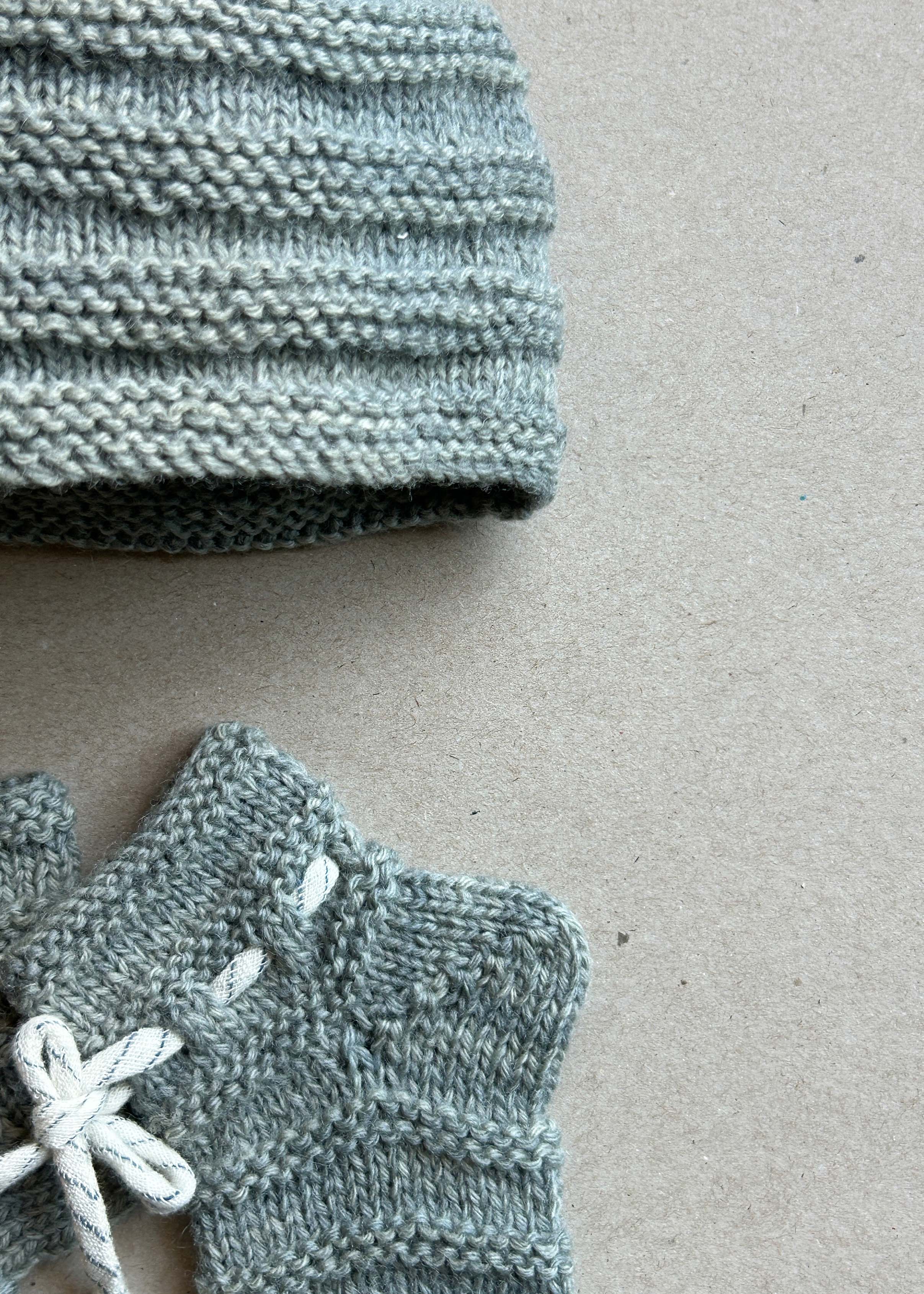 Teal Grey Merino Wool Cap & Socks Set