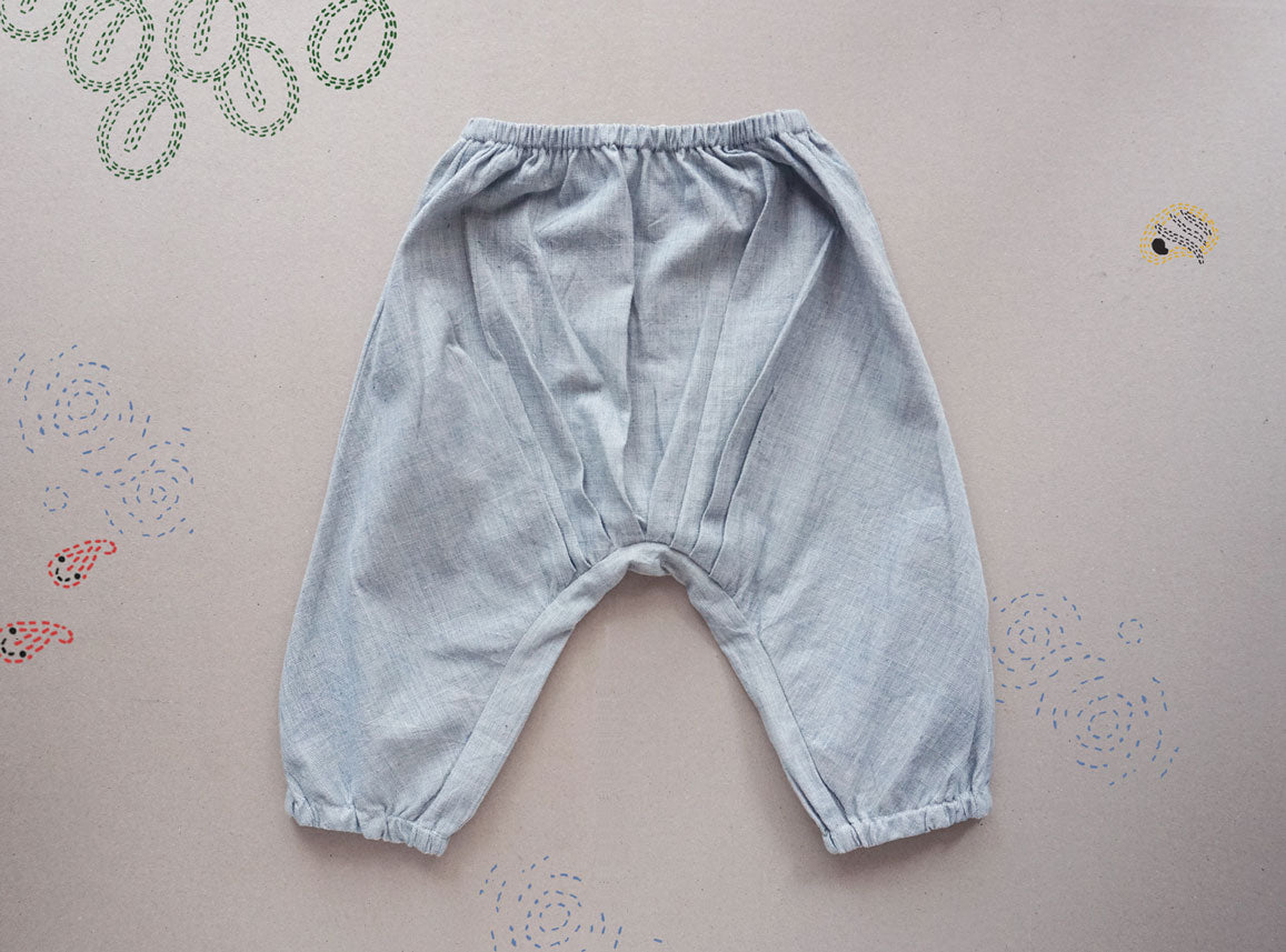 Indigo Grid Bum Pleat Pants