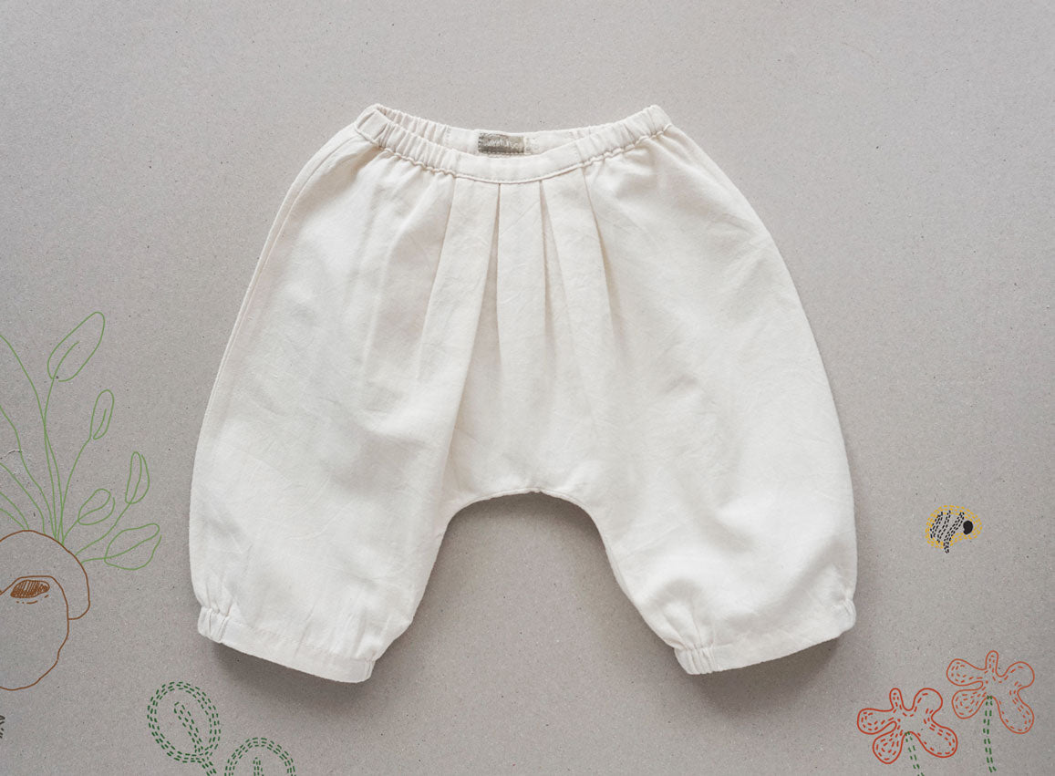 Pale Ivory Pleated Pants