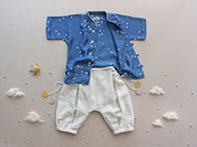 Ashwini- Blue Drawstring Baby/Toddler Shirt and Organic Cotton Pants Set