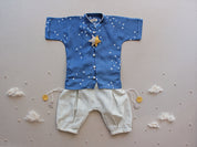 Ashwini- Blue Drawstring Baby/Toddler Shirt and Organic Cotton Pants Set