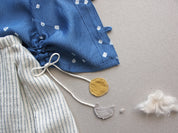 Ashwini- Blue Drawstring Baby/Toddler Shirt and Organic Cotton Pants Set
