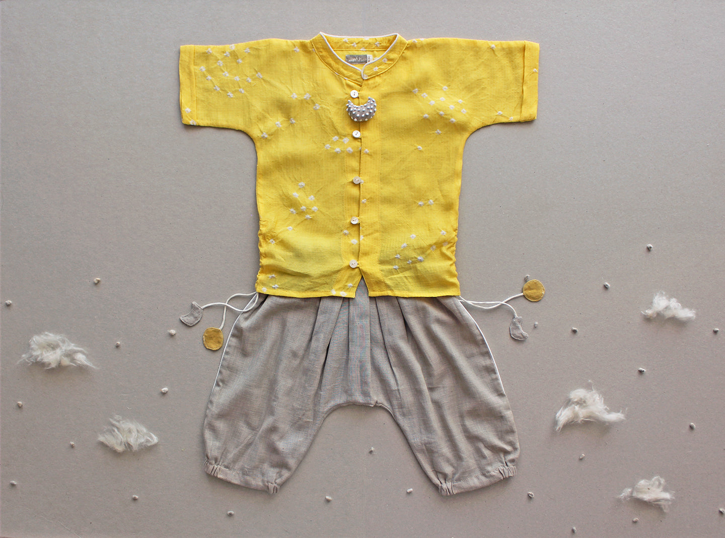 Magha- Yellow Drawstring Baby/Toddler Shirt and Pants Set