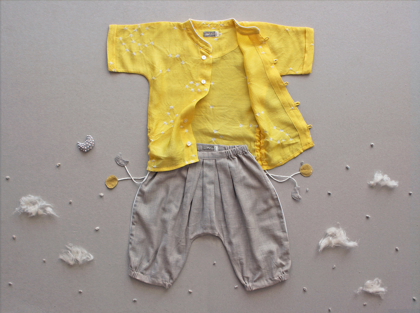 Magha- Yellow Drawstring Baby/Toddler Shirt and Pants Set