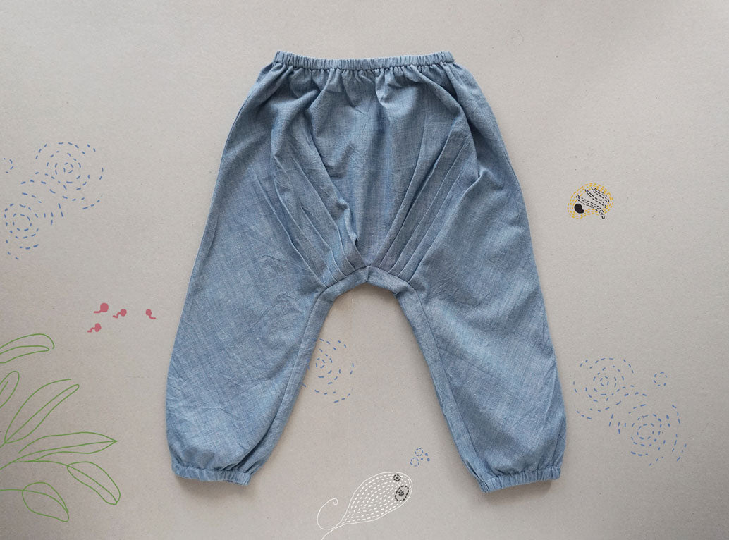 Indigo Denim Bum Pleat Pants