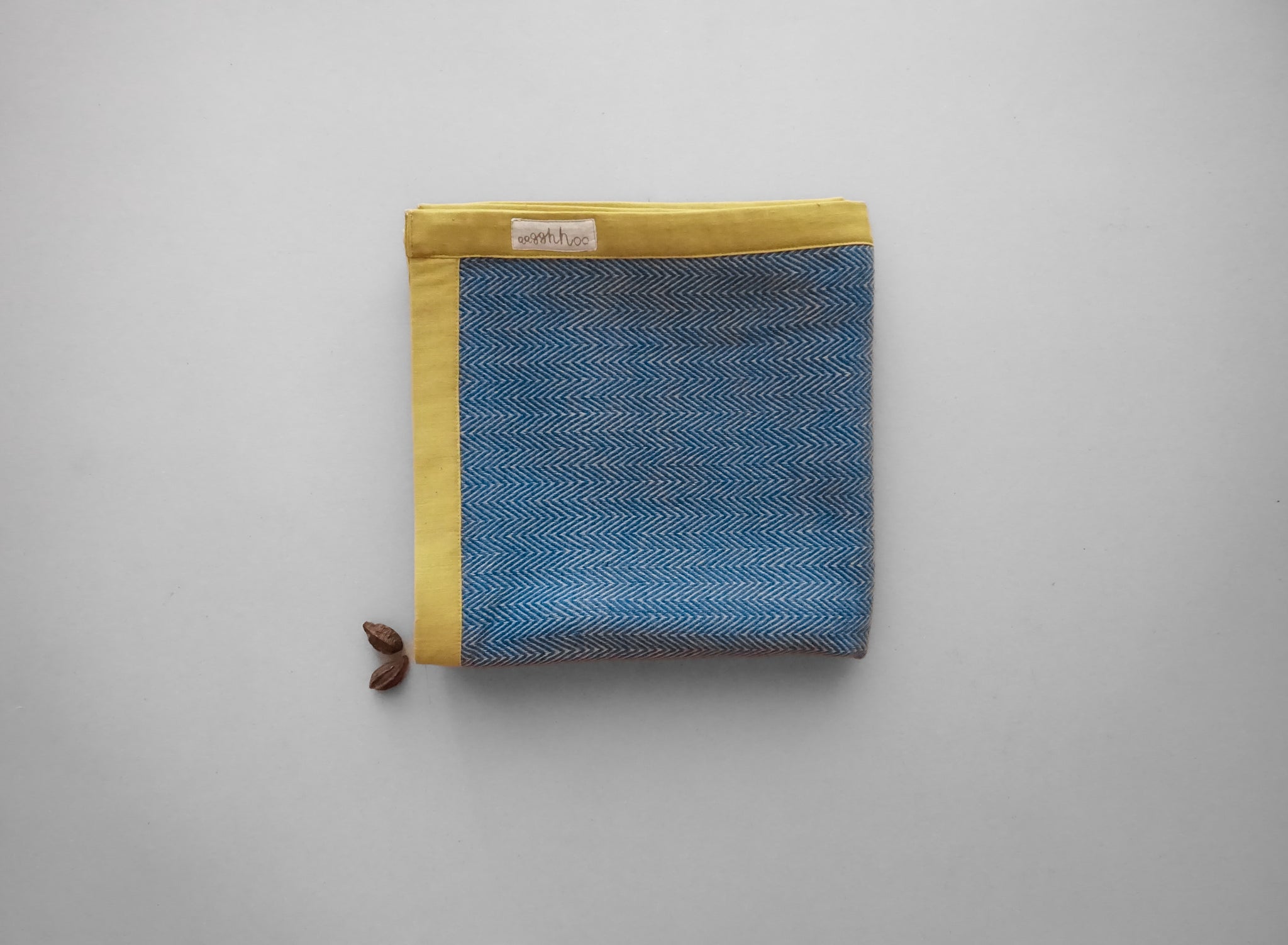 Vintage Sheep Wool Baby Blanket - Indigo Blue & Off White
