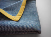 Vintage Sheep Wool Baby Blanket - Indigo Blue & Off White