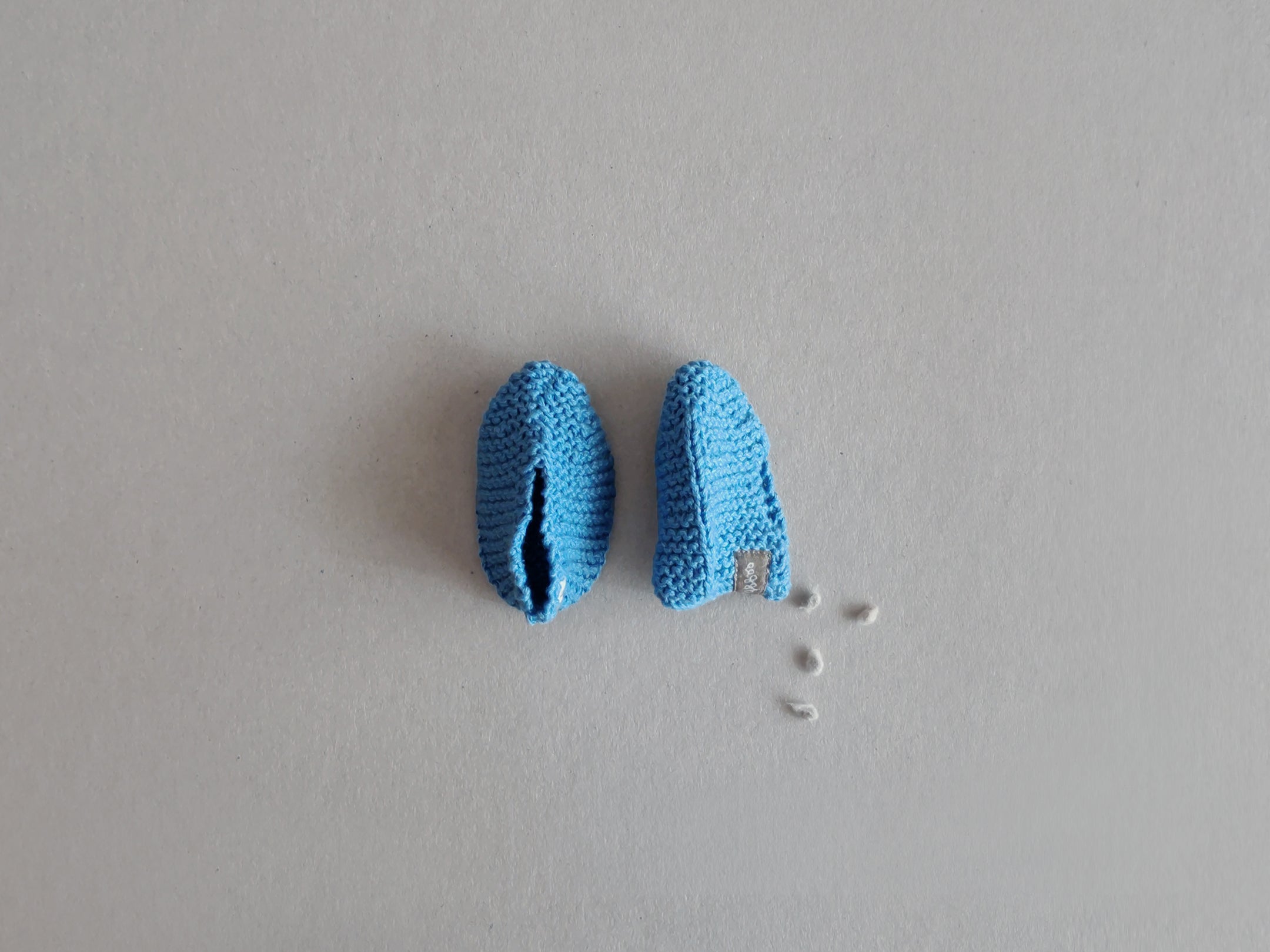 Vintage Baby Booties - Bamboo Linen - Blue