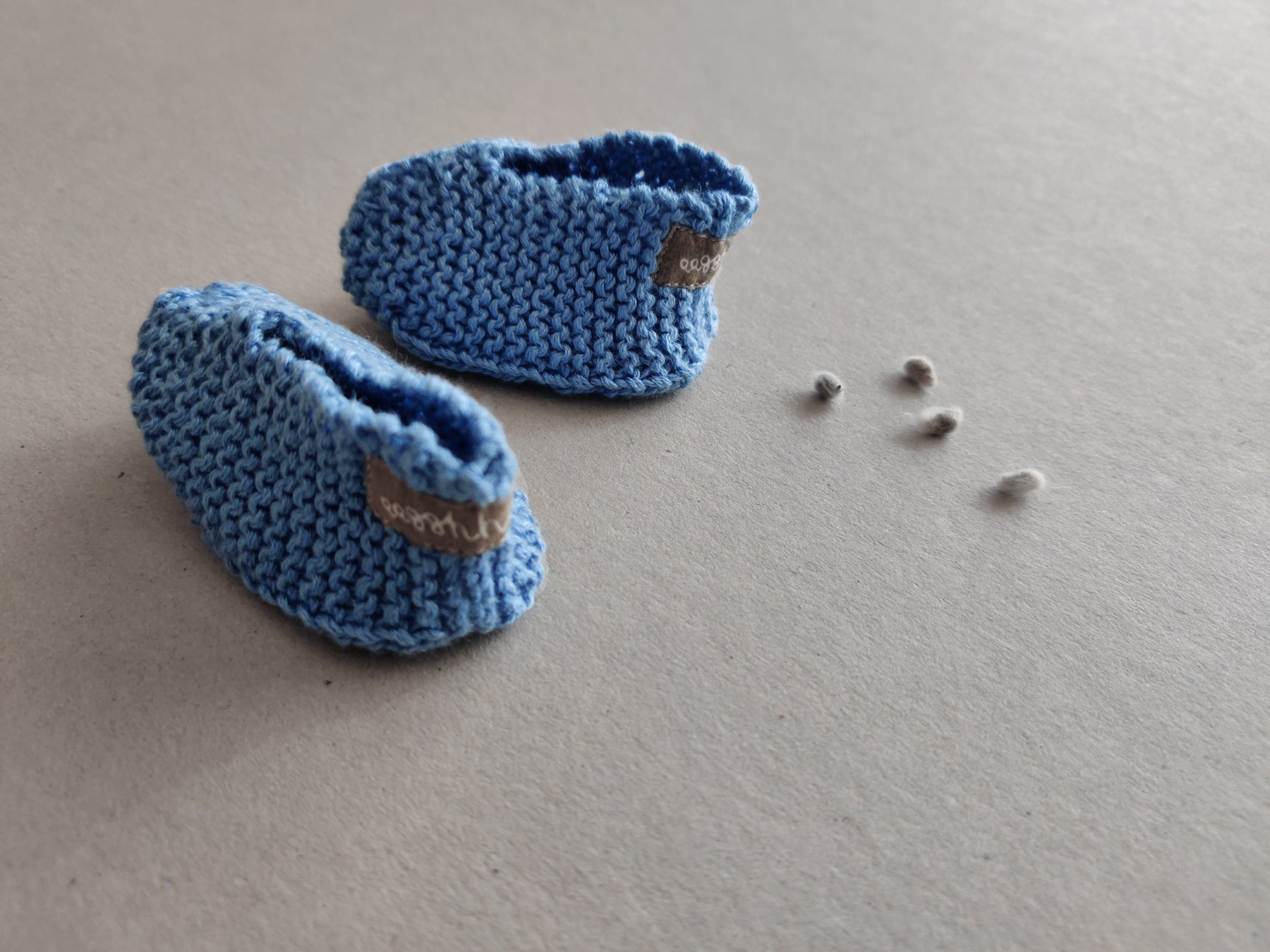 Vintage Baby Booties - Bamboo Linen - Blue