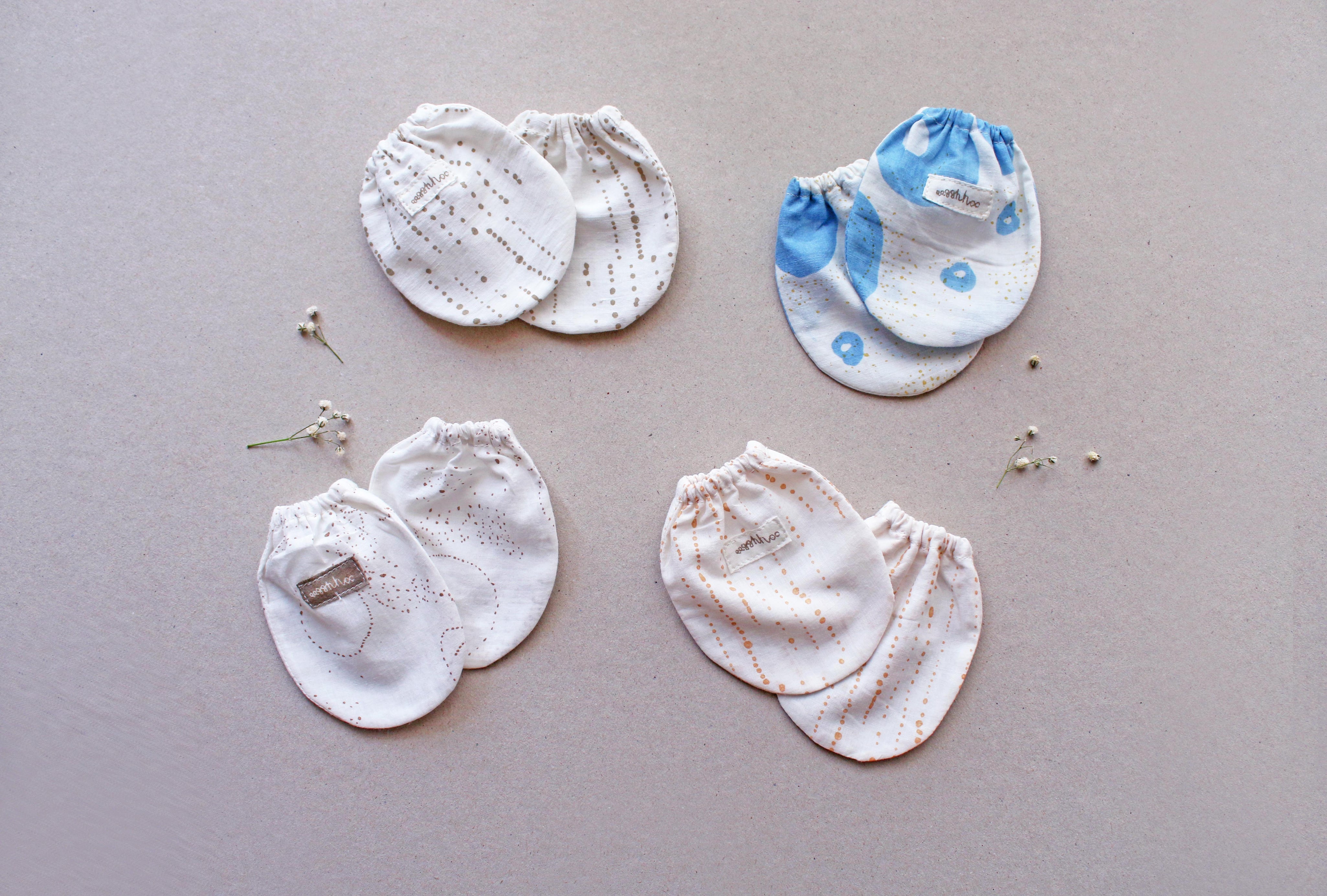 Playful Baby Mittens (Set of 4) - Assorted