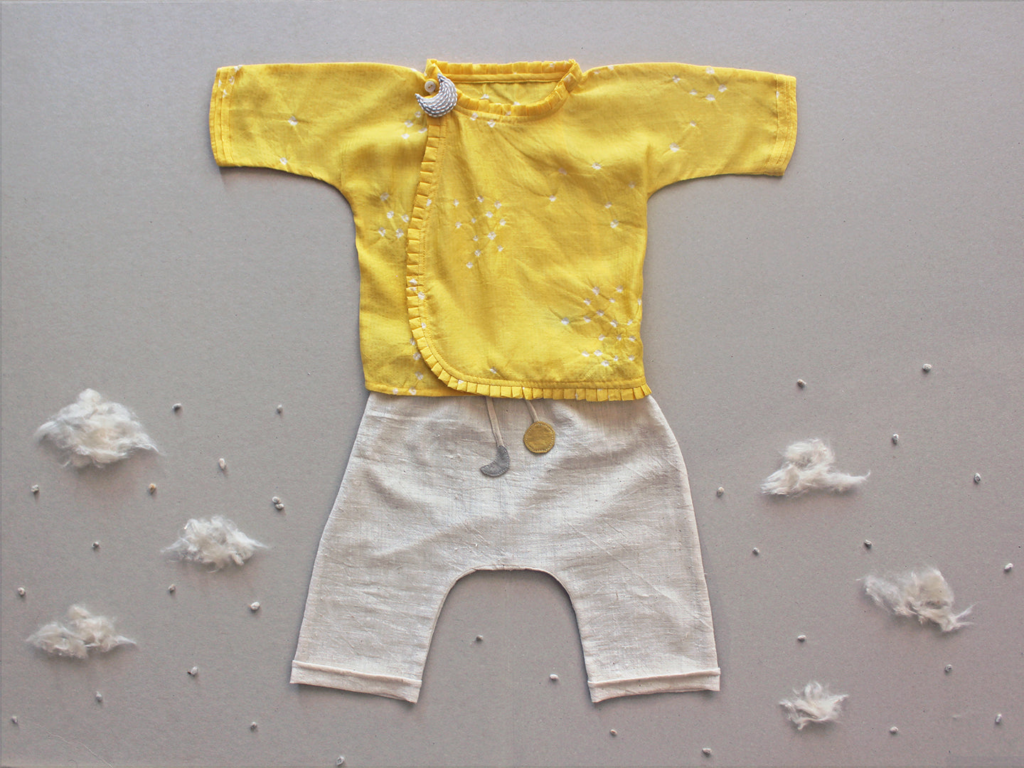 Tisya - Maheshwari Silk Baby Jhabla & Organic Cotton Pants Set